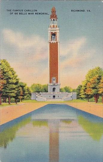 Virginia Richmond The Famous Carillon Of 66 Bells War Memorial 1940