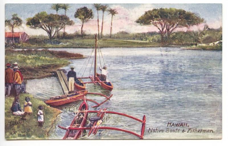 Hawaii Native Boats & Fishermen Raphael Tuck Postcard