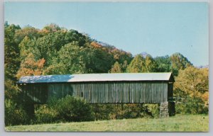 Lawrence Twp Washington County Ohio~Hune Covered Bridge~Vintage Postcard