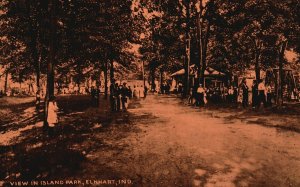 Vintage Postcard 1910s Island Park View Recreational Public Area Elkhart Indiana