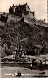 Scotland Edinburgh Castle and Ross Fountain Real Photo