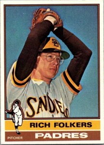 1976 Topps Football Card Rich Folkers San Diego Padres sk13491