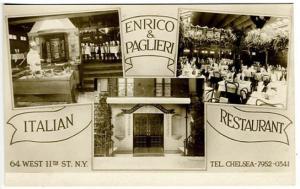 New York NY Enrico & Paglieri Italian Restaurant RPPC Real Photo Postcard