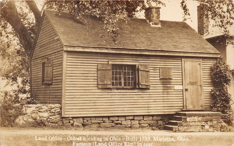 Marietta Ohio 1930s RPPC Real Photo Postcard Land Office Oldest Building