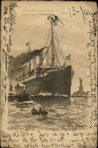 Hamburg Amerika Line Steamship COLUMBIA New York City Used 1901 Postcard