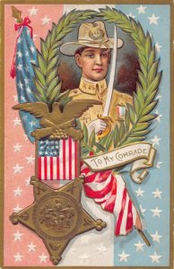 J83/ Patriotic Postcard c1910 Decoration Day Soldier Comrade G.A.R. 243