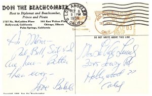 Don the Beachcomber Food Table Spread Hollywood CA  Postcard 1959