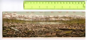 484442 Switzerland Zurich and the Alps Vintage Panoramic folding postcard