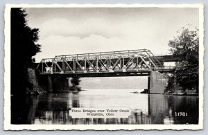 Wellsville Ohio~Three Bridges over Yellow Creek~Deck Plate~Truss~1930s B&W PC