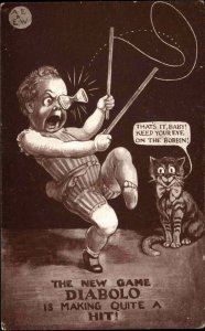 Antique Card Little Boy Hit by Diabolo DIABLO COMIC