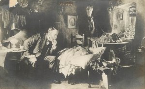 Fine art postcard painting deathbed doctor parents