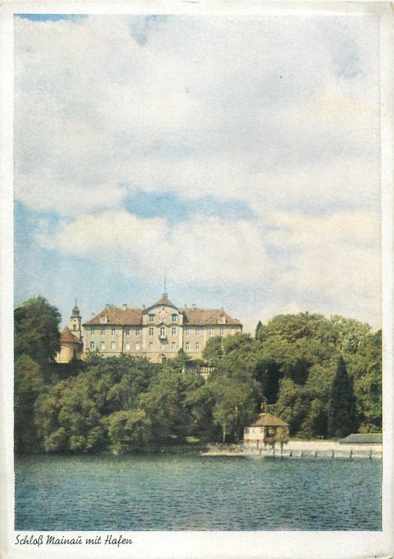 Postcard Germany Schloss Mainau mit Hafen palace view