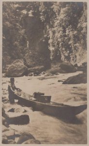 RPPC CANOE RIVER PHILIPPINES ISLANDS REAL PHOTO POSTCARD (c. 1910)