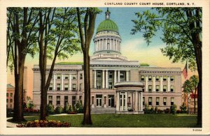Vtg Cortland New York NY Cortland County Court House 1930s Linen Postcard