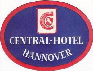 GERMANY HANNOVER CENTRAL HOTEL VINTAGE LUGGAGE LABEL