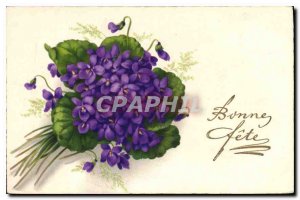 Postcard Old Bonne fete Flowers