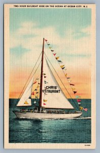 OCEAN CITY NJ 2 HOUR SAILBOAT RIDE VINTAGE POSTCARD