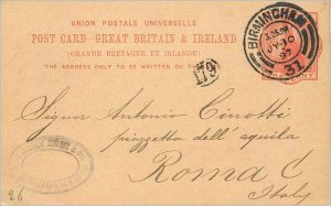 Entier Postal Stationery Postal Great Britain 1897 Great Britain Birmingham t...