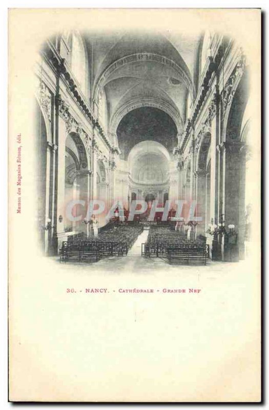 Old Postcard Nancy Cathedral Great Nave