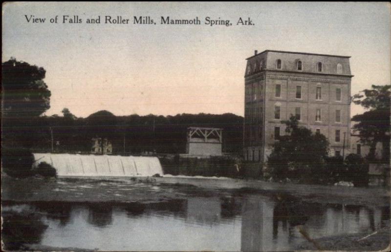 Mammoth Springs AR Falls & Roller Mills c1910 Postcard