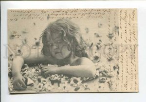 423577 Charming Girl in Flowers NYMPH FAIRY Vintage 1904 year
