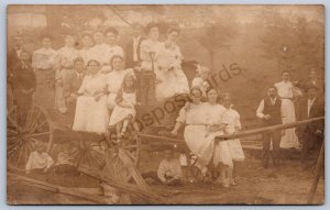K27/ Interesting RPPC Postcard c1910 Well Dressed People Wagon Americana 170
