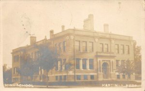 RPPC Nebraska High School HASTINGS NE Vintage Real Photo Postcard 1907