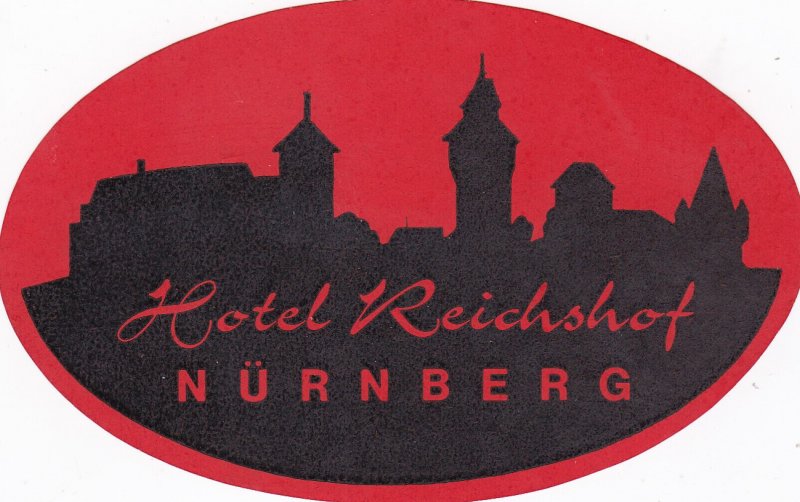 Germany Nuernberg Hotel Reichshof Vintage Luggage Label sk2383