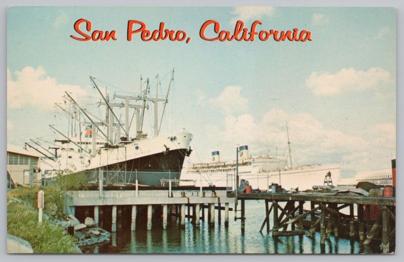 Transport~Freighters @ Dockside In Los Angeles Harbor~San Pedro CA~Vintage PC 