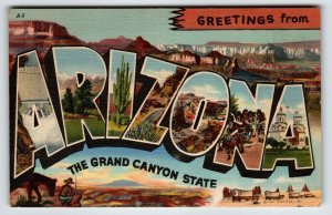 Greetings From Grand Canyon State Arizona Large Letter Linen Postcard Curt Teich