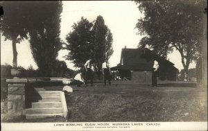 Muskoka Lakes Ontario Lawn Bowling Elgin House Real Photo Postcard c1915