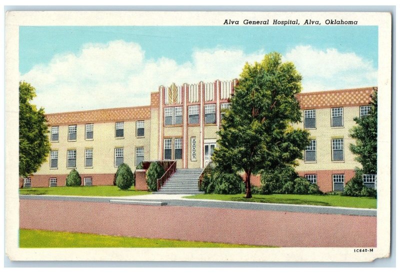 c1920's Alva General Hospital Building Steps Entrance Alva Oklahoma OK Postcard