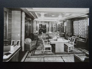 Shipping P & O LINER - HIMALAYA - 1ST CLASS READING ROOM c1950's RP Postcard