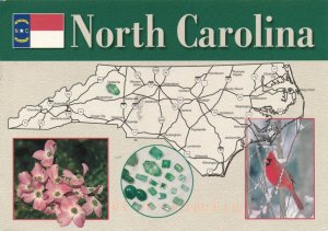 Map of North Carolina - Bird Cardinal - Flower Dogwood - Gem Emerald - pm 2003