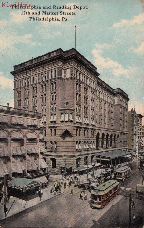 Postcard Philadelphia + Reading Depot Philadelphia PA 1911