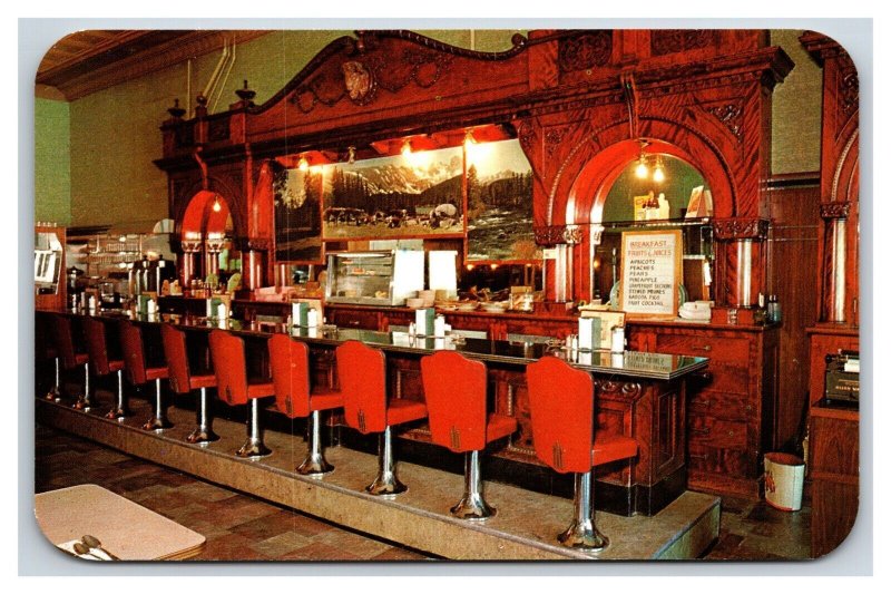 Irma Grill Bar Interior Cody Wyoming WY UNP Chrome Postcard R9