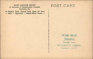 Somerset Pennsylvania PA Roof Garden Motel Vintage Postcard