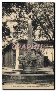 Old Postcard Aix en Provence Fontaine des Quatre Dauphins