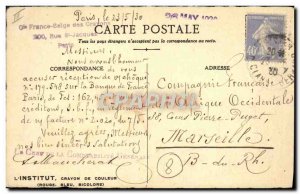 Old Postcard Company Belgian Franco Paris crayons drawing graphite mines Rue ...