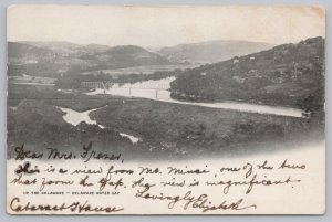 B&W Scene~Up Delaware River To Delaware Gap~Bridge & Mountains~PM 1905 Postcard