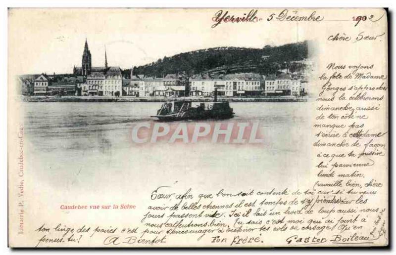 Old Postcard Caudebec vur Seine Boat