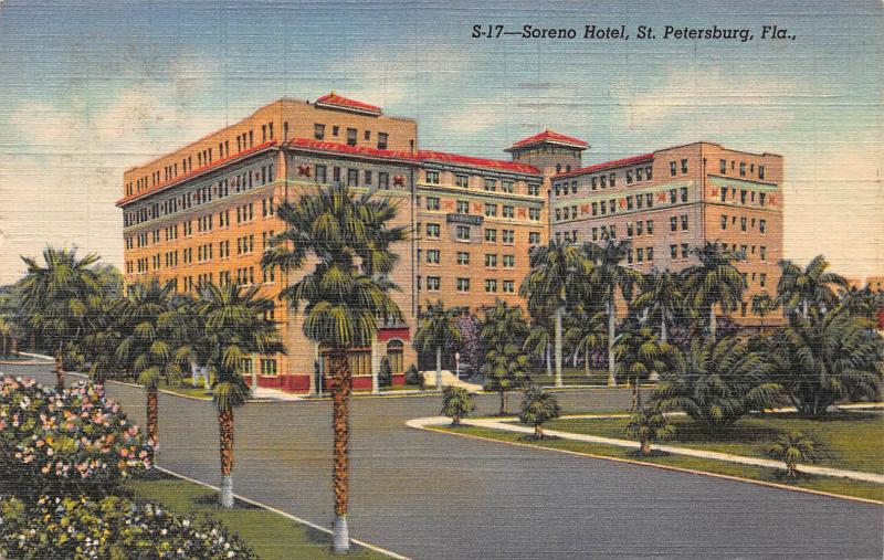 Soreno Hotel, St. Petersburg, Florida, Early Postcard, Used in 1951