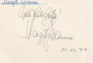 Margit Schramm German Opera Diva 1977 Hand Signed Autograph Card