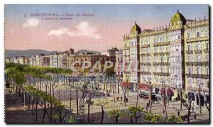 Old Postcard Barcelona Paseo de Gracia