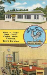 Postcard South Carolina Florence Edwin Turner's Chicken Basket Kropp  23-6200