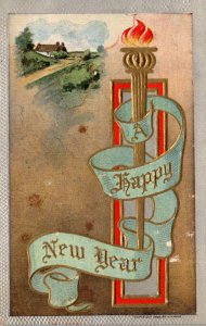 New Year With Ribbon Wrapped Torch