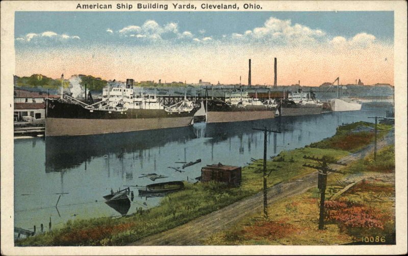 Cleveland Ohio OH American Ship Building Yards Vintage Postcard