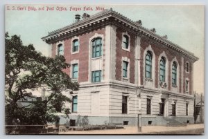Fergus Falls Minnesota~US Government Building & Post Office~c1910 Postcard