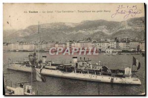 Old Postcard Boat War Toulon quay The Rifle Torpilleur the small row