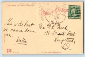 Point Lookout New York NY Postcard To Nassau By The Sea Steamer 1910 Antique